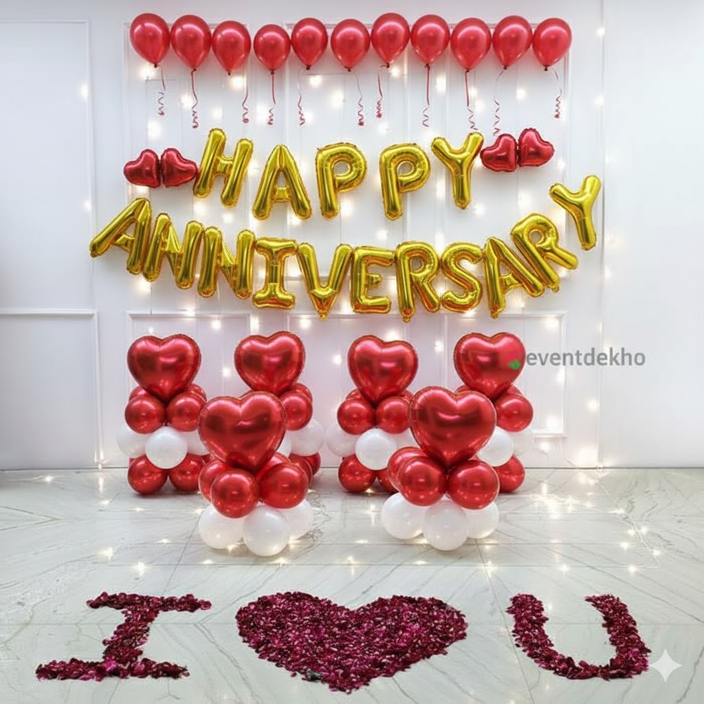 Romantic Red Gold Anniversary ...