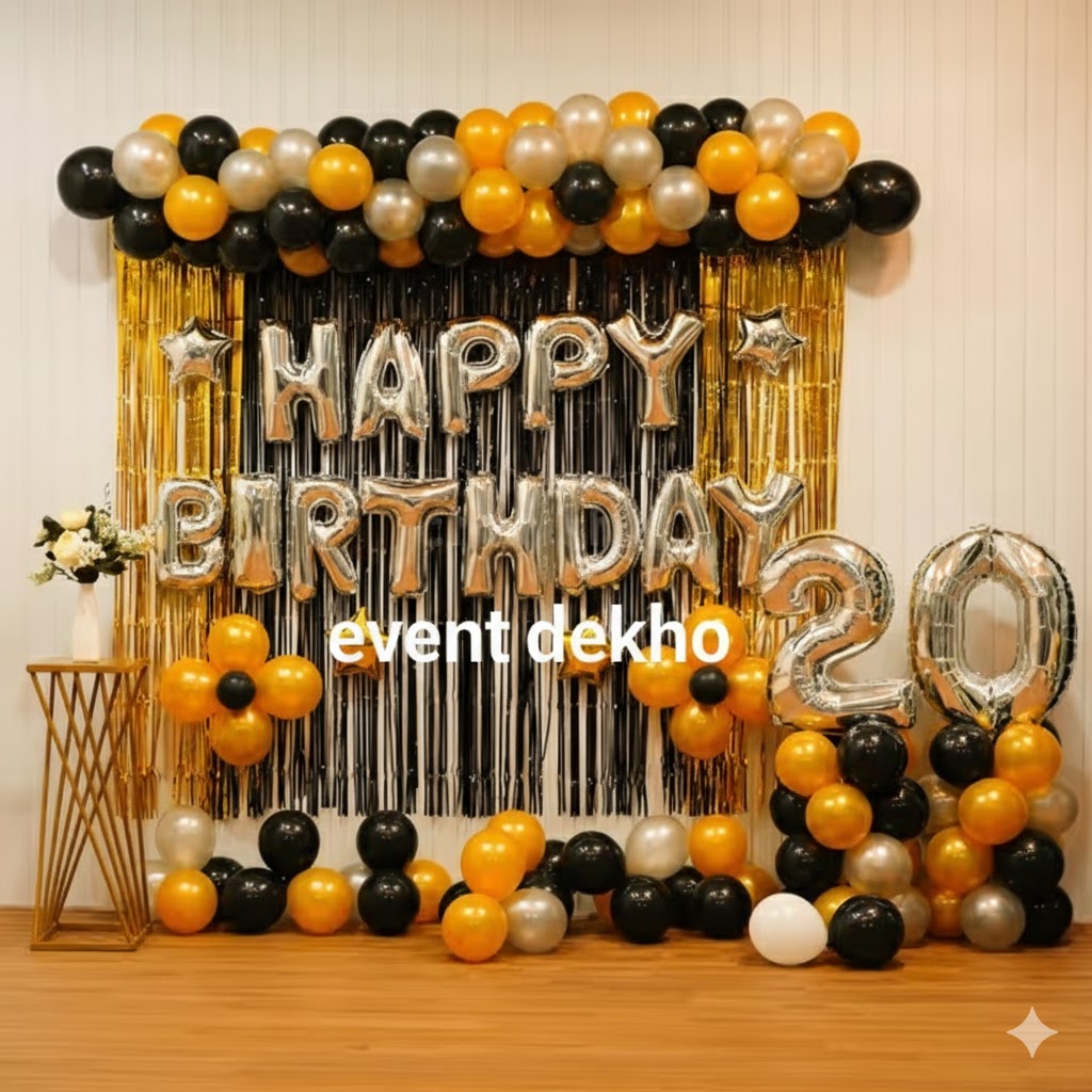 Golden Black Birthday Balloon ...