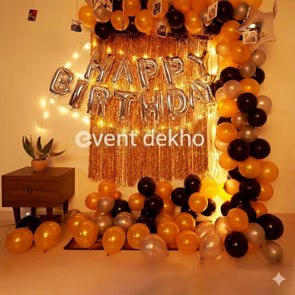 Golden Black Birthday Decorati...