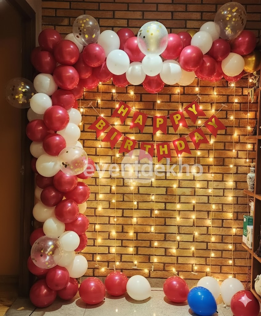 Red White Balloon Arch Birthda...