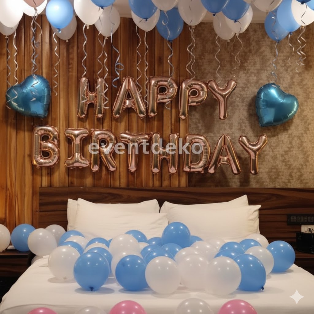 Blue White Birthday Room Ballo...