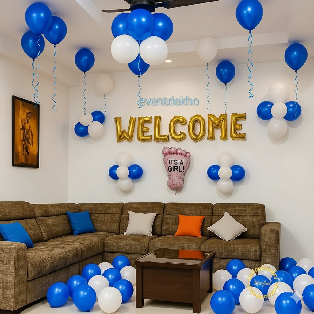 Welcome Baby Girl Balloon Deco...